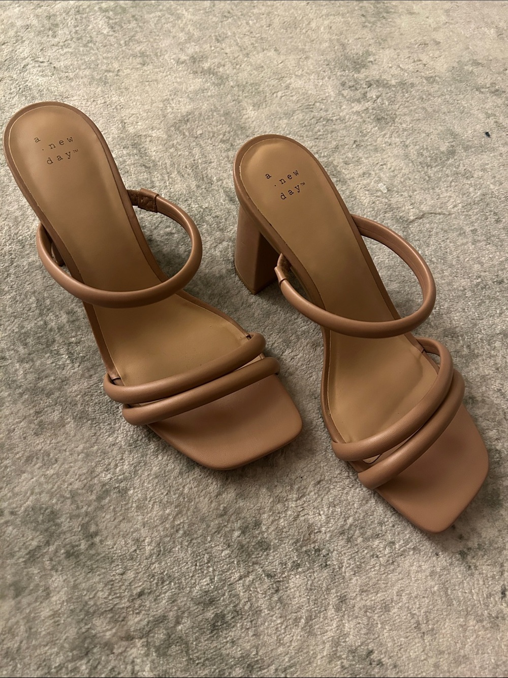 a new day Tan Padded Strap Block Heel Sandals